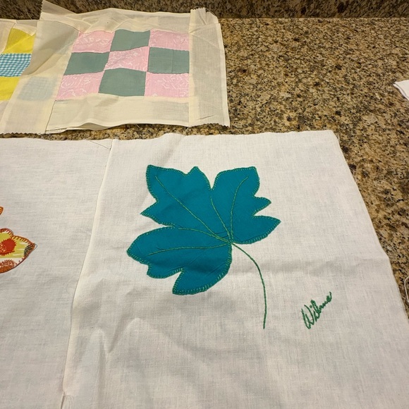 Lot 10 Vintage Quilt Block Squares Ladies Leaves Quilt Bee Group - Picture 5 of 9